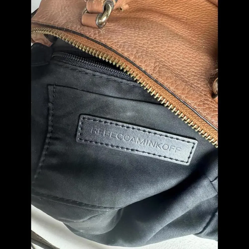 Rebecca Minkoff Micro Moto Brown Leather Satchel bag